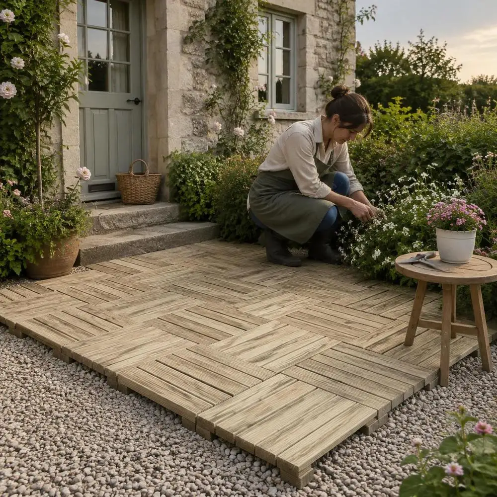 Afbeelding 3: 12 Groene terrastegels 50x50 cm – Buiten tegels van gres – Antislip, makkelijk schoon te maken – Voor tuin, balkon, patio, zwembad – Modern en duurzaam design