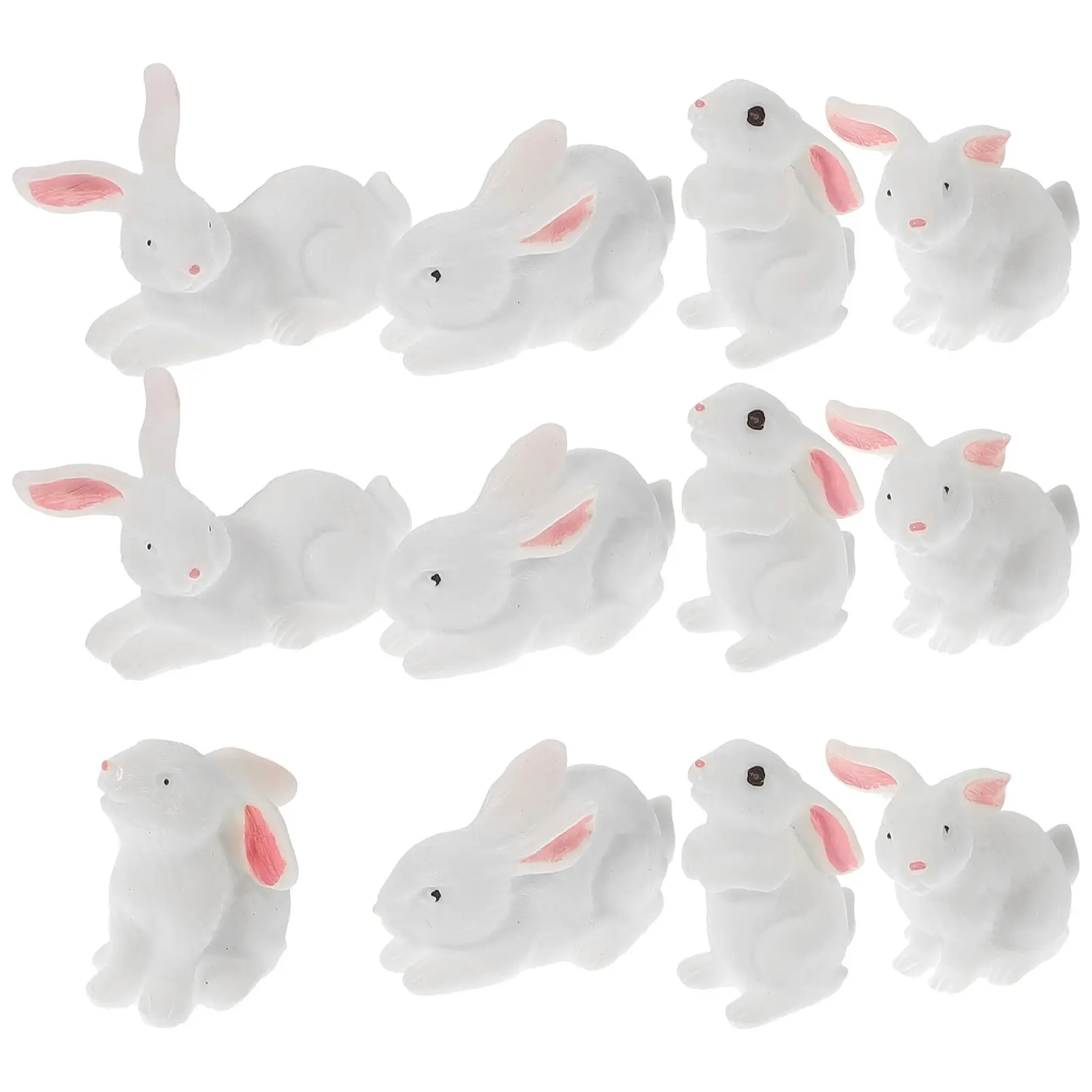 

12 Pcs Mini Bunny Decor Resin Rabbit Easter Ornaments Adorable Garden Statues Home Decoration Gifts Lightweight Durable