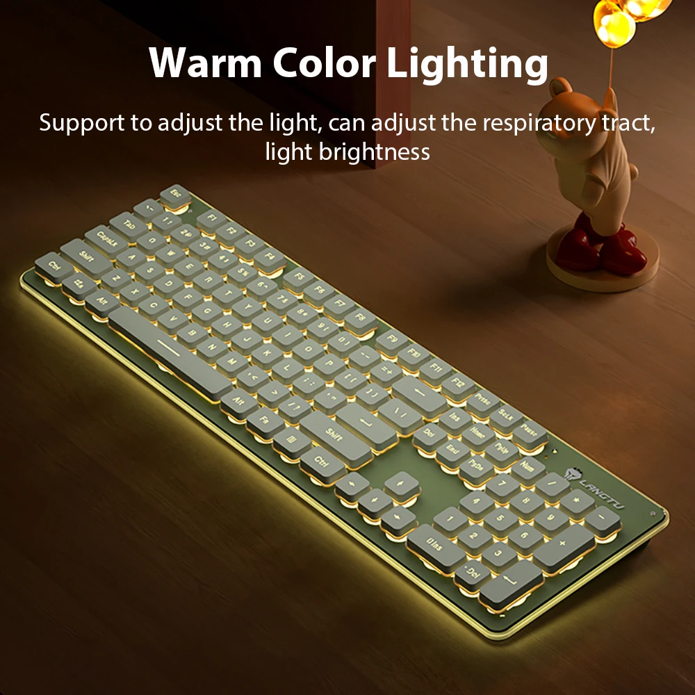 Mechanical Feel Keyboard 104 Keys For Computer Laptop PC Office Gaming Keyboard Wired Mute Membrane Keyboard For Windows And IOS