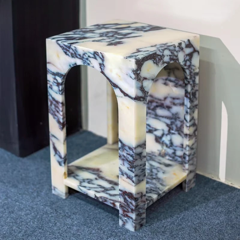 Mesa de centro de mármol Viola mediana Carrara de Color violeta de alto valor, mesa auxiliar de sofá Simple, sala de estar y apartamentos