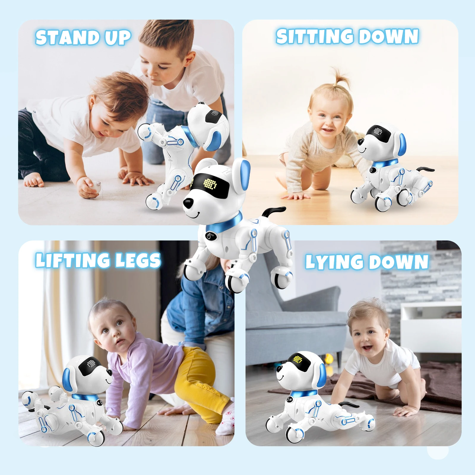Perro robótico con Control remoto inteligente, sonido electrónico simulado, música para caminar, comando de canto, juguetes programables para niños