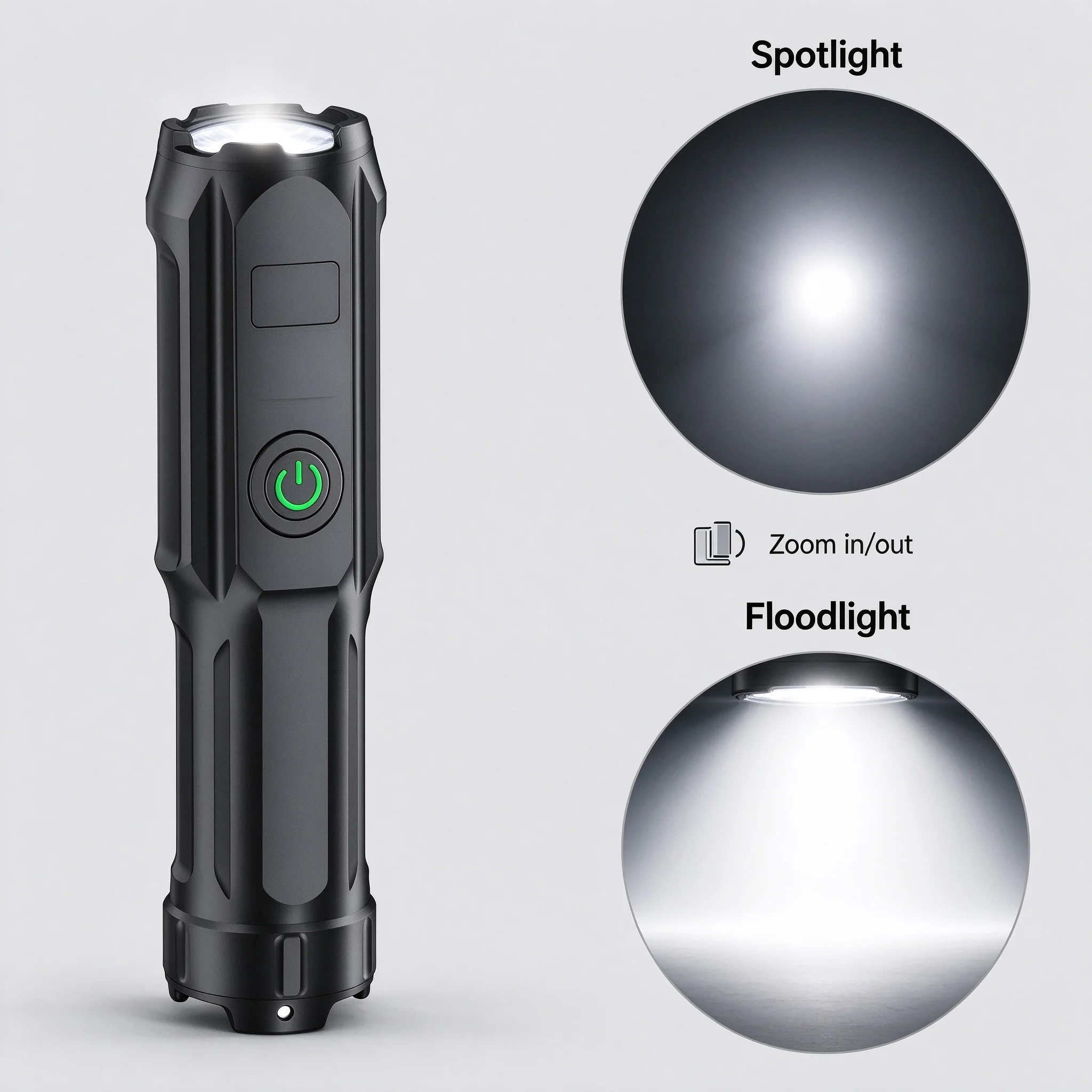 USB Rechargeable Zoomable LED Flashlight, Portable Bright Tactical Torch for Camping, Emergency, Dog Walking, Power Outage
