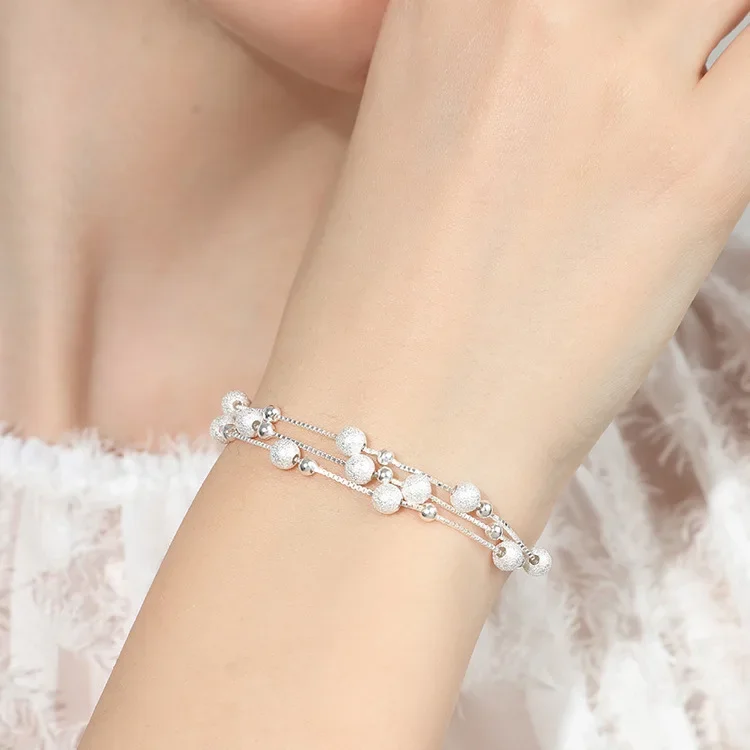 Vintage 925 Sterling Silver Lucky Bead Bracelets For Woman Elegant Multi-layer Charm Bracelet Luxury Original Party Jewelry Gift