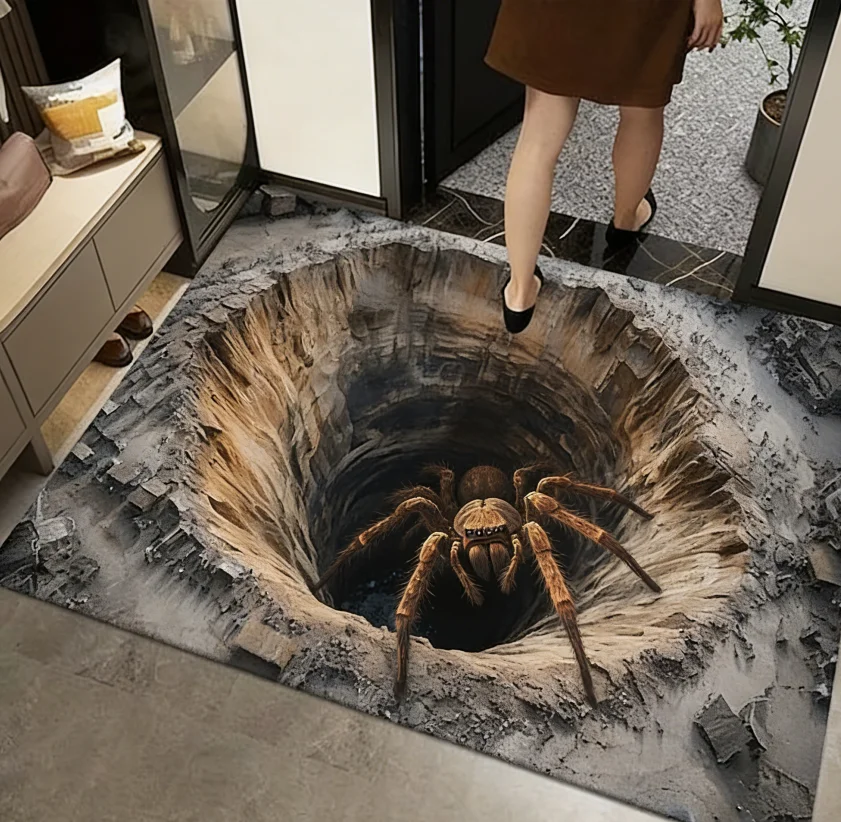 Terror Spider Printed Door Mat Otter Squirrel Brown Bear Hole 2D Printed Carpet Living Room Bedroom Foyer Floor Mat