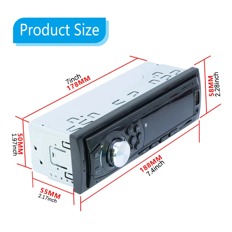 Universal Vehicle FM Radio Bluetooth 4.0 MP3 Audio Player Support Subwoofer Connection via RCA Output