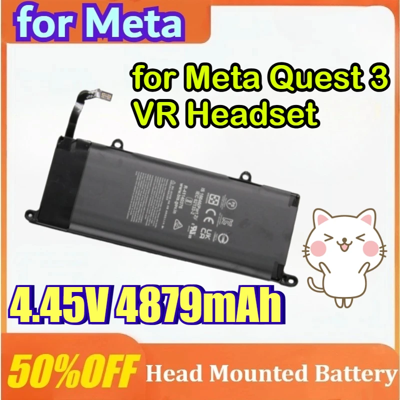 

New 4.45V 4879mAh for Meta Quest 3 VR Headset Li-ion No Border Batteries Head Mounted Battery Replacement Part Accessories
