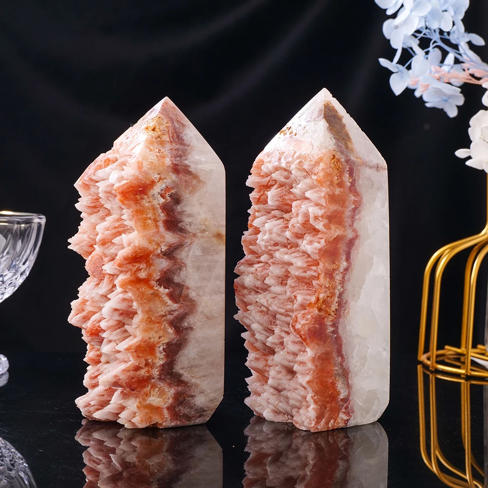 1PC Natural Moroccan Agate Red Crystal Tooth Cluster Crystal Column Healing Stone Crystal Tower Quartz Point Wand Decoration