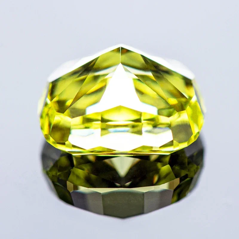 Cubic Zirconia Crushed Ice Cut Cushion Shape Apple Green Color Charms Beads for Diy Jewelry Making Ring Materials No Certificate