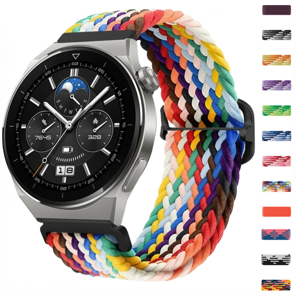 

22mm 20mm Braided Strap for Huawei Watch GT-2-3-Pro 46mm Nylon Loop Bracelet for Samsung Galaxy Watch 3/4/Classic/5/Pro/Active 2