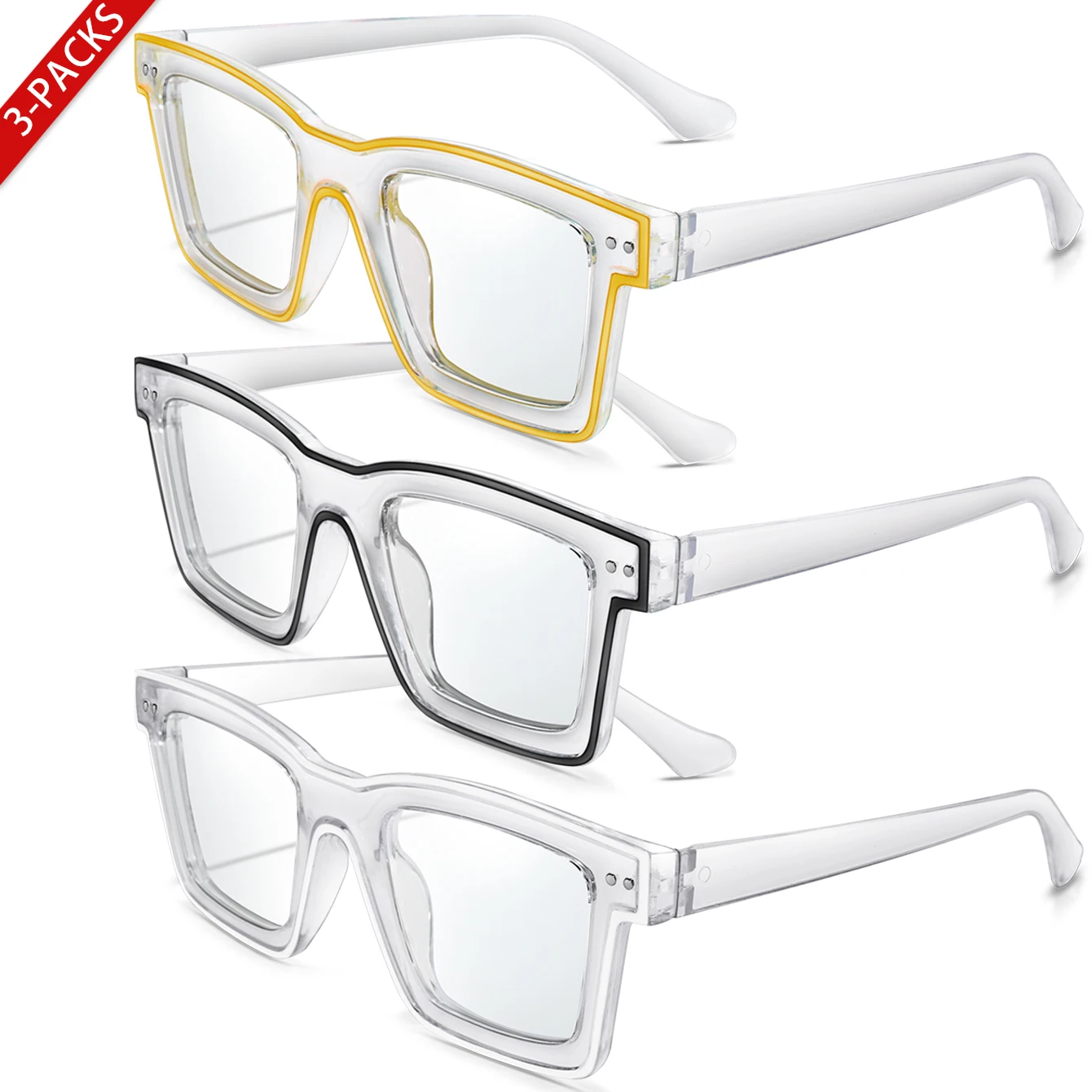 3 أزواج من النظارات الشمسية الكاجوال للنساء، ظلال شفافة كبيرة، ملابس يومية للتسوق، صورة شخصية، المشي لمسافات طويلة، السفر، الشاطئ