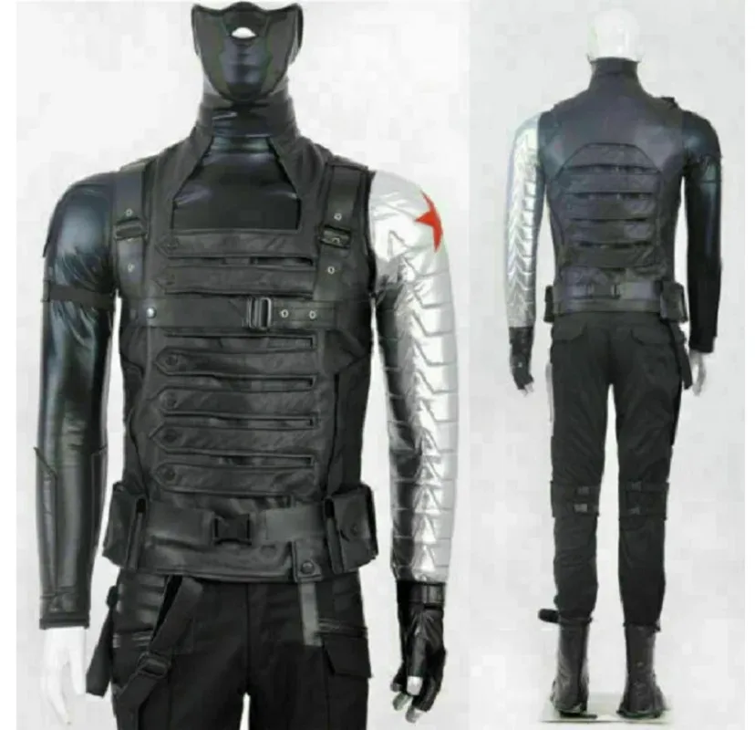 Winter Soldier Costume Bucky Barnes Cosplay Anime Costume Black Costume Set Custom Charm