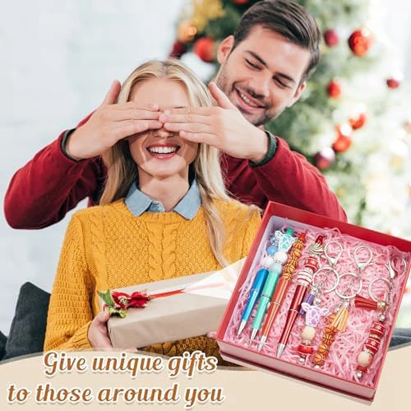 20Pcs Beaded Pens 20Pcs Beaded Keychain Rods, DIY Keychain Supplies Pen Making Supplies Parts With Tassels For Craft Projects