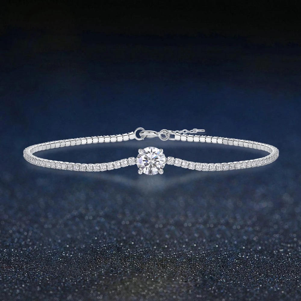 

Fine Jewelry Moissanite Bracelets for Women Adjustable 925 Sterling Silver Women's Bracelet Anniversary Gifts for Wife-DewDrops