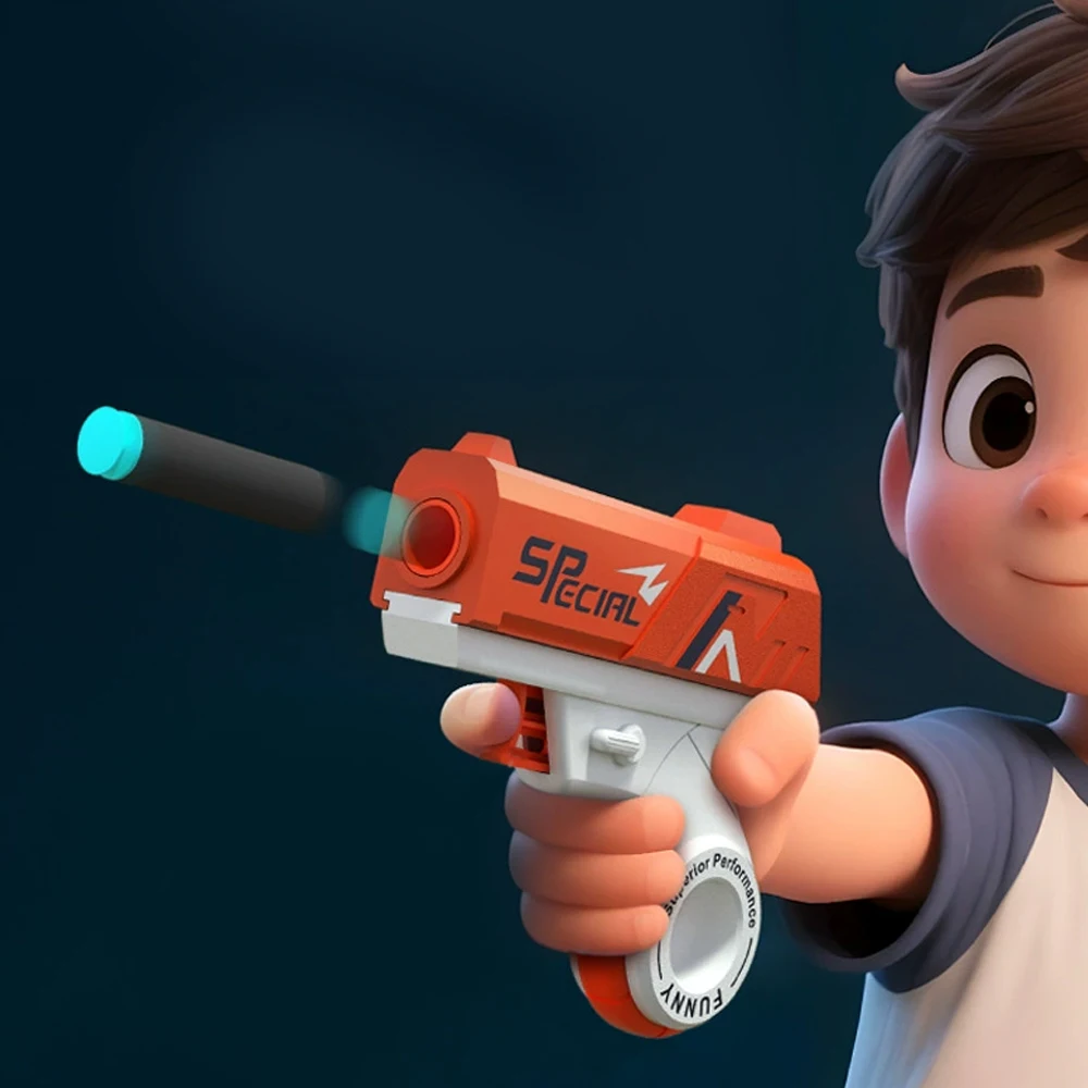 Mini Softbullet Spielzeugpistole Schaumstoff-Dart-Blaster Spinner-Pistole Outdoor-Schießspiele Stressabbau-Spielzeug Geburtstagsgeschenk für Kinder und Erwachsene