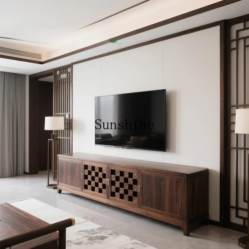 

North American black walnut TV cabinet modern simple floor storage