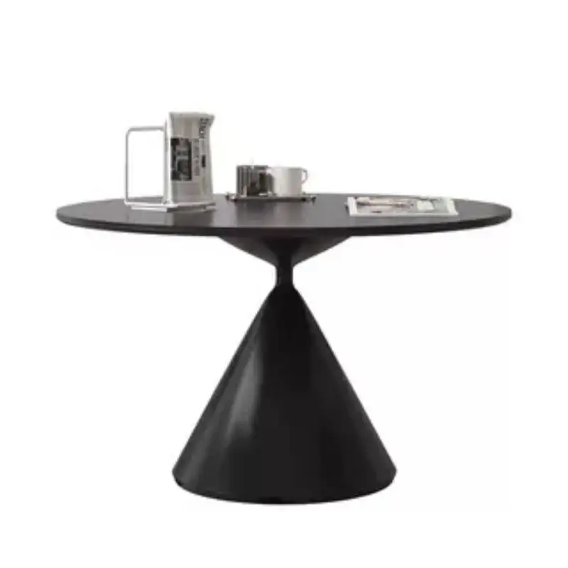 Mesa de comedor antideslizante de diseño único para el hogar, mueble nórdico resistente al agua, color negro, redondo y moderno, de lujo, Tavolo Da Pranzo