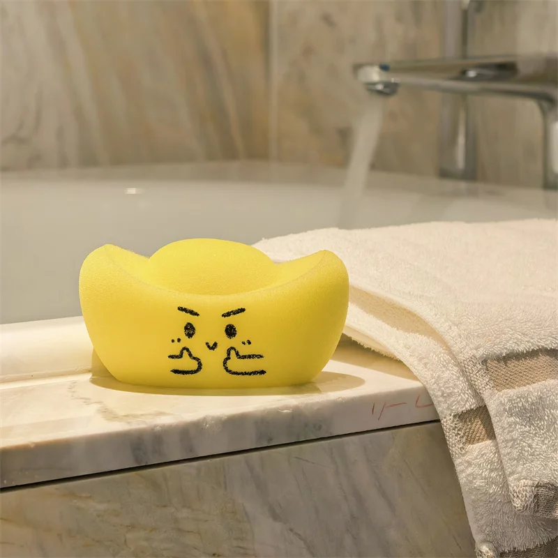 

Губка для ванны Golden Ingot, полиуретановая губка, китайский подарок на удачу, быстросохнущая, приятная для кожи игрушка для ванны, милые подарки