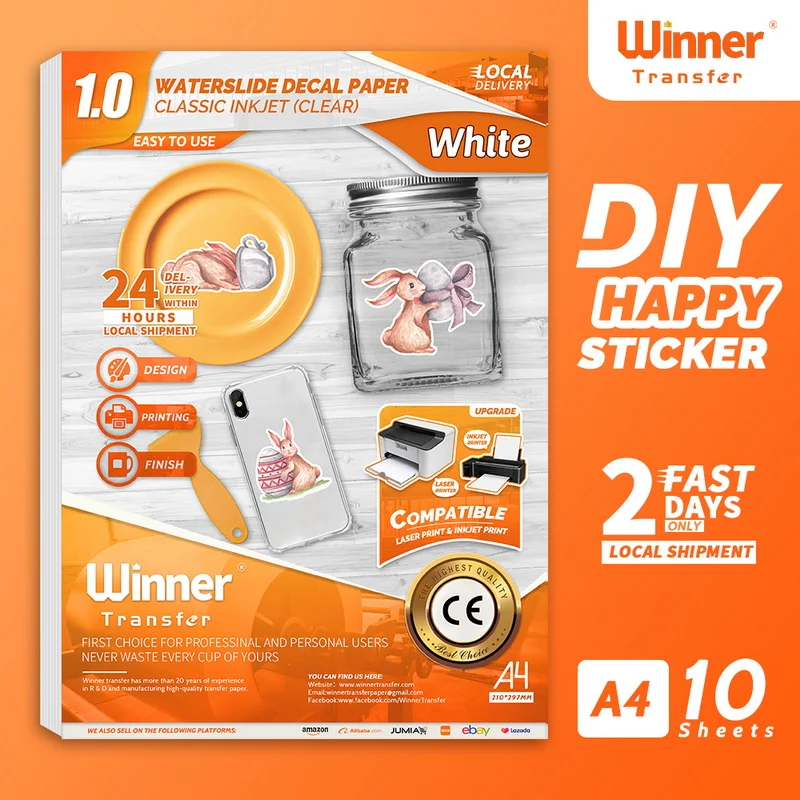 

WinnerTransfer White Happy Sticker for Plate Furniture Phone Household Stationery Supplies Decorative stickers for Glass