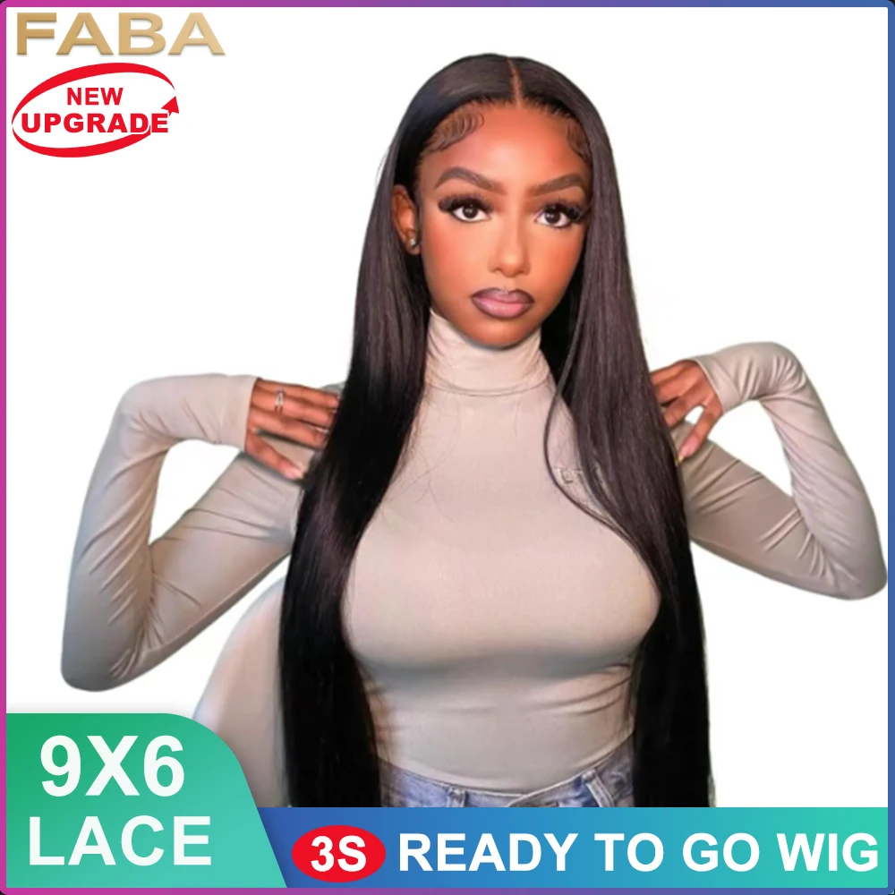 

FABA Glueless Straight Wigs Human Hair Natural Black Straight Wigs 9x6 Pre Max HD Lace Front Wig Human Hair For Black Women