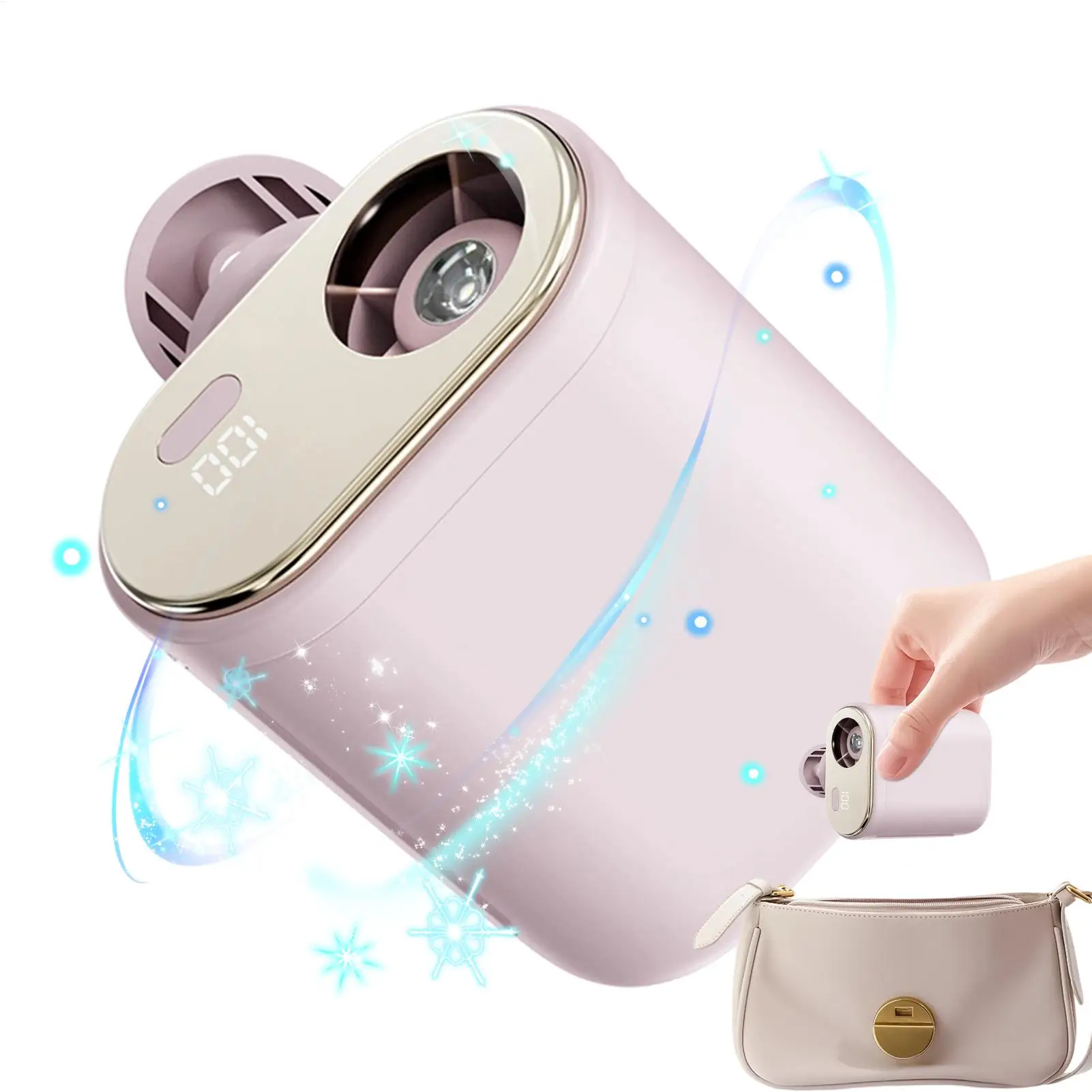 Clip On Fan Portable USB Rechargeable 100-Speed Summer Tool With Light 360-Degree Rotatable LED Digital Display Mini Clip On Fan
