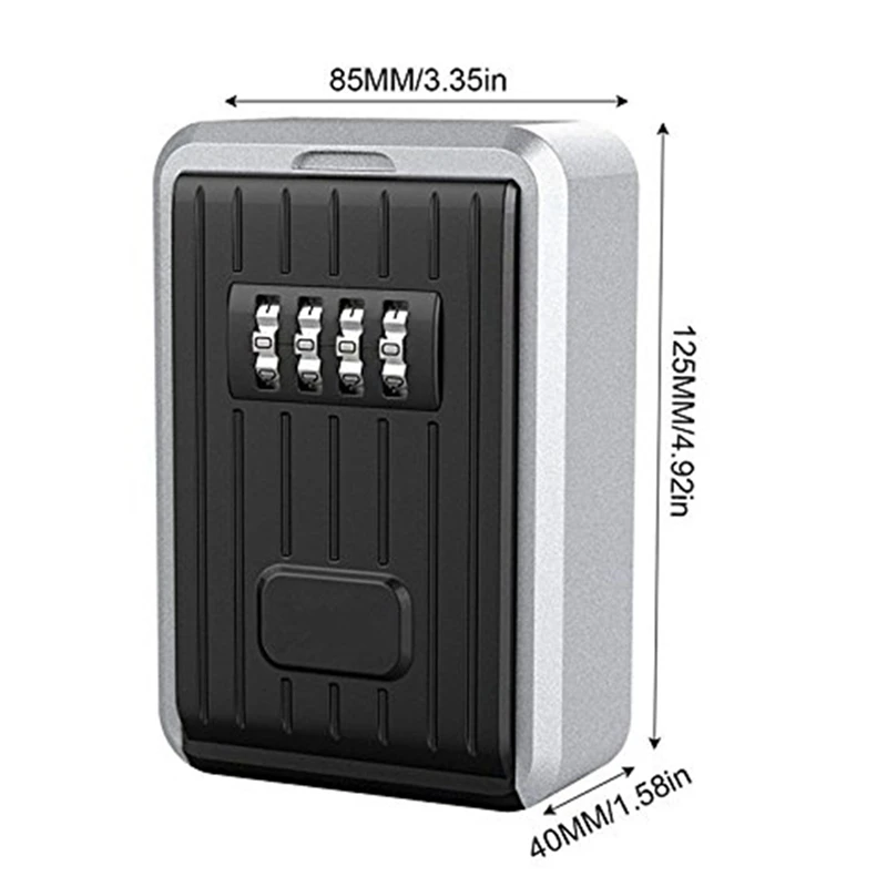 4x Lock Box 4 Cijferige Combinatie Waterdichte Doos Aluminium Weerbestendige Sleutel Hider