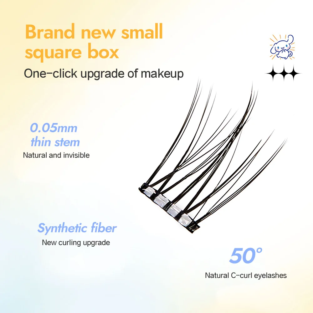 12 رموش صناعية خالية من الغراء من سلسلة زودياك 0.05 ملم رموش صناعية مجزأة ذاتية اللصق على شكل حرف C