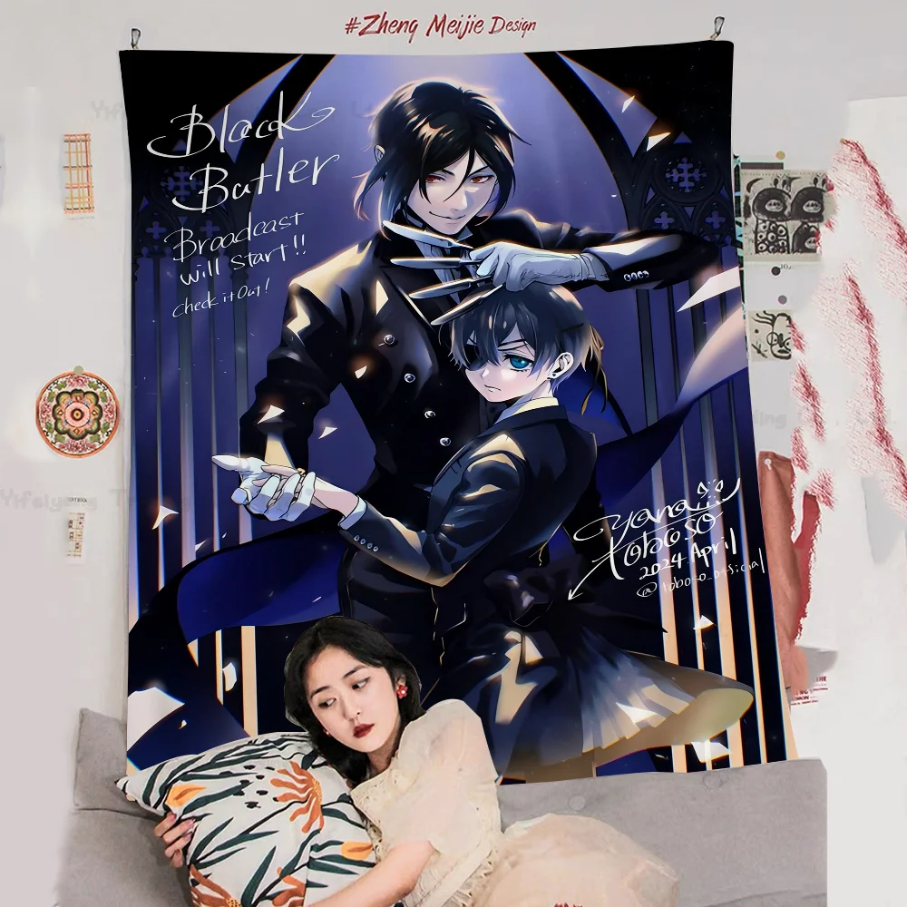 

Anime B-Black B-Butler DIY Wall Tapestry Hanging Tarot Hippie Wall Rugs Dorm INS Home Decor