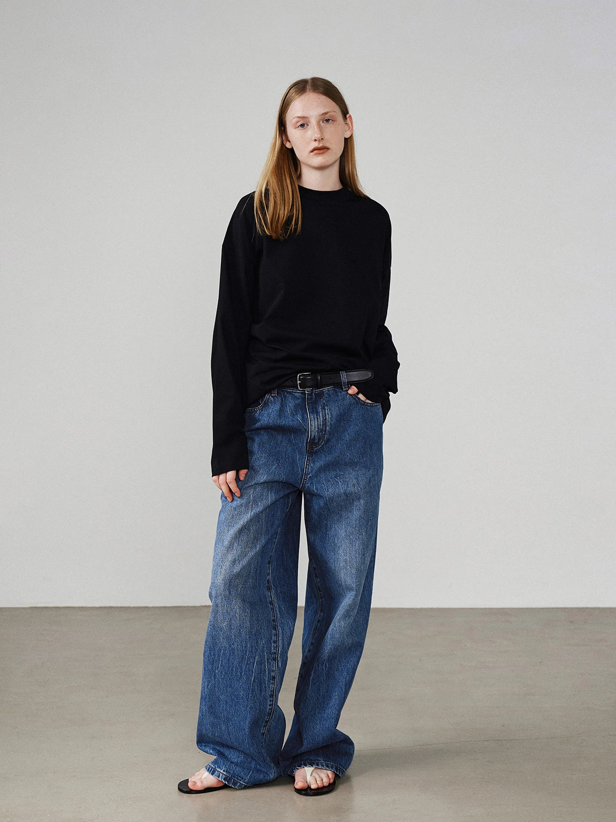 

Джинсы женские прямого кроя с высокой талией, широкими штанинами, из темно-синего хлопкового денима SOFOON, с эффектом похудения, для повседневной носки