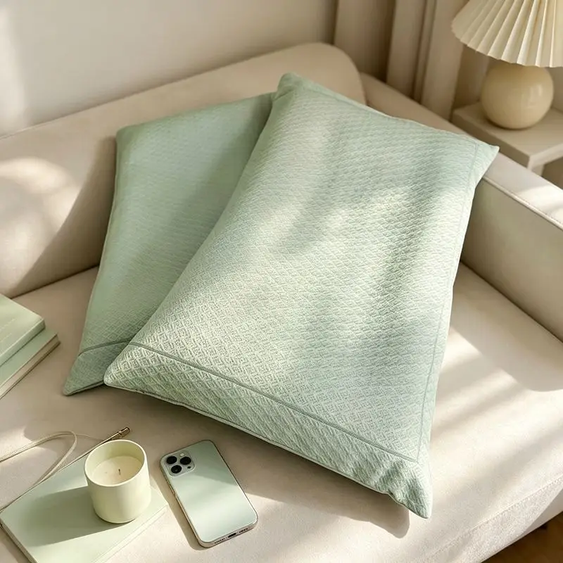 2 Pack Mint Green Textured Square Throw Pillow Covers Soft Decorative Cushion Cases For Sofa Couch Bed Living Room Bedroom Home