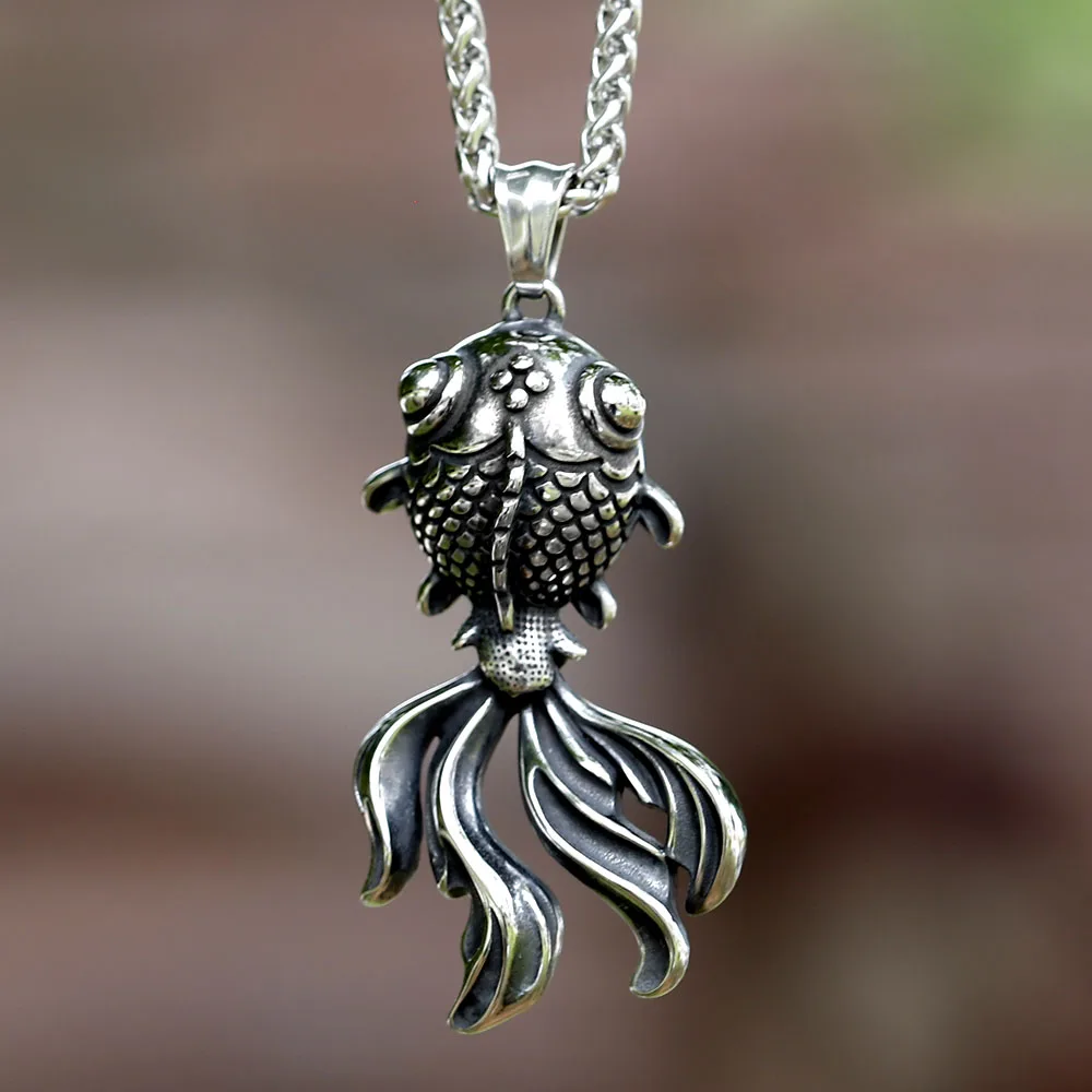 2023 einzigartiges Design Edelstahl Fisch Anhänger für Männer Biker Gothic Tier Halloween Schmuck versand kostenfrei