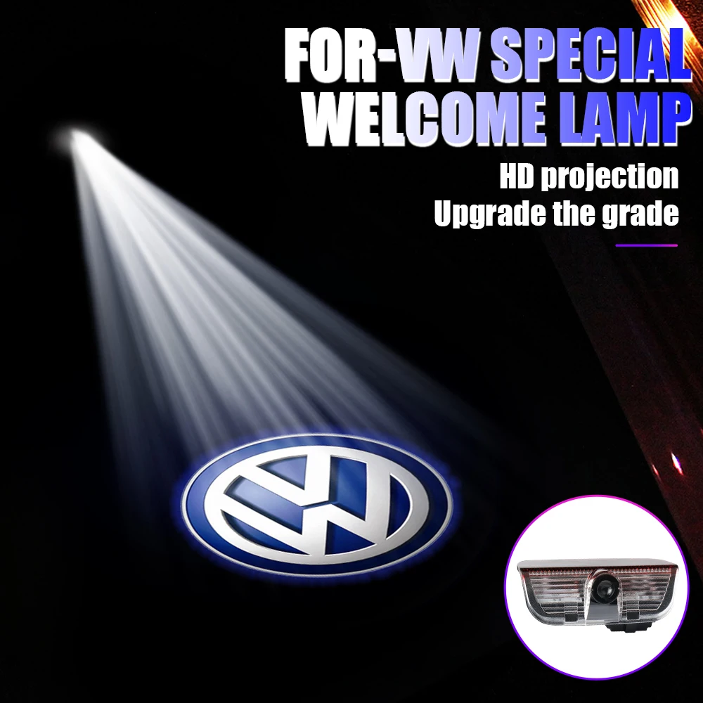 Porta sem fio Emblema Luz LED, Lâmpada de boas-vindas, Projetor Laser, Acessórios para Volkswagen Golf R Motion, SAGITAR, PASSAT CC, 2pcs