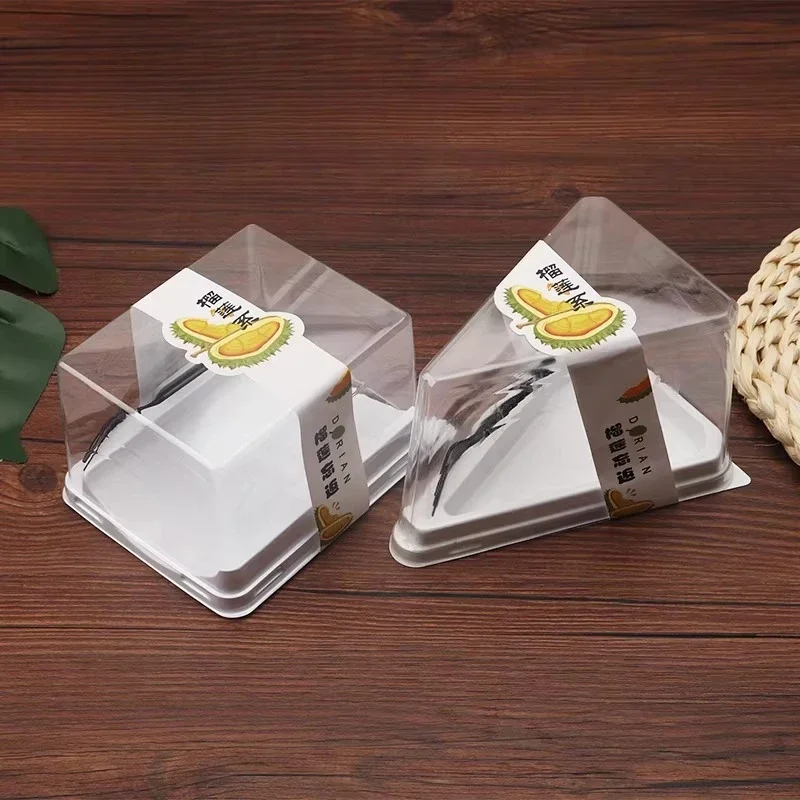 New Baking Transparent Durian Layered Mousse Cake Boxes Round Triangular Cut Small Pastry Boxes Packing Box Universal Disposable