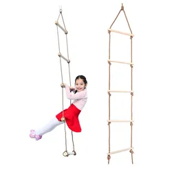 Kids Climbing Wooden Rope Ladder for Kids Wooden Swing Outdoor Game Toy 5-level Ladder Playground Indoor Kids Climbing Toys