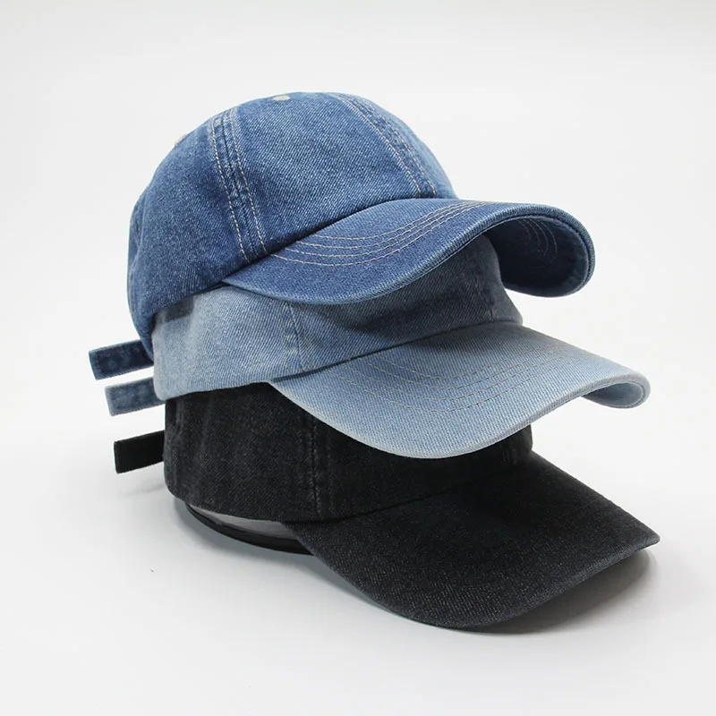 Denim hat summer light version solid color casual baseball hats female Korean version versatile corner eaves sun hat male