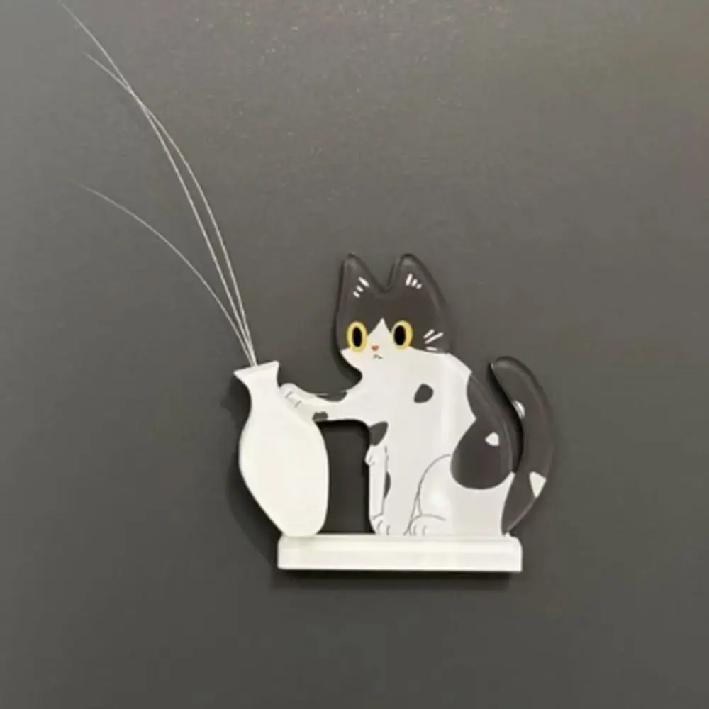 Acrylic Cat Whiskers Collection Ornaments Magnetic Cartoon Cat Refrigerator Sticker Cat Hair Storage Memorial Box