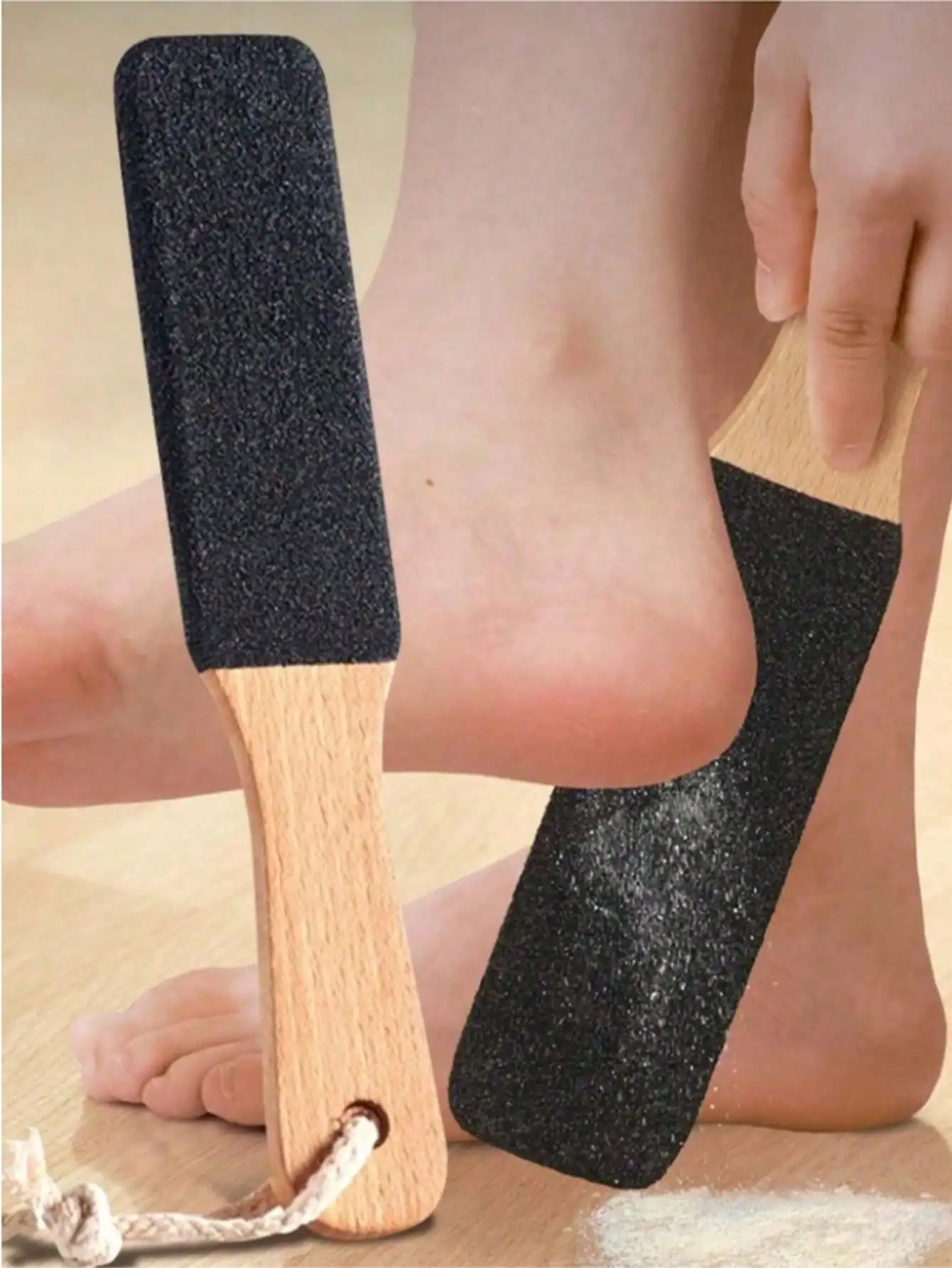 

1 Pc Professional Foot File With Natural Bamboo Handle, Deep Exfoliating Callus Remover, Home SPA Care, Say Goodbye To Rough Feet