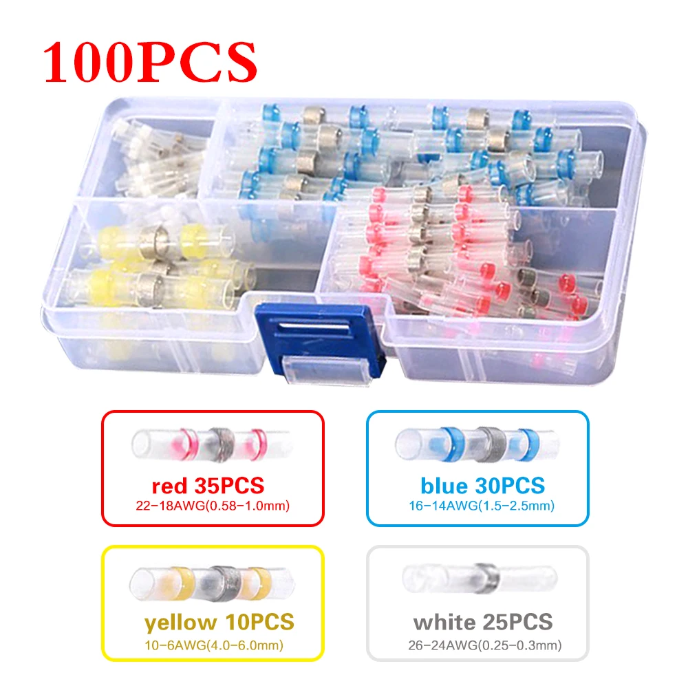 50/100/120/250/300PCS IP67 Waterproof heat shrinkable solder ring terminal kits seal terminals tube electrical Insulated kit set