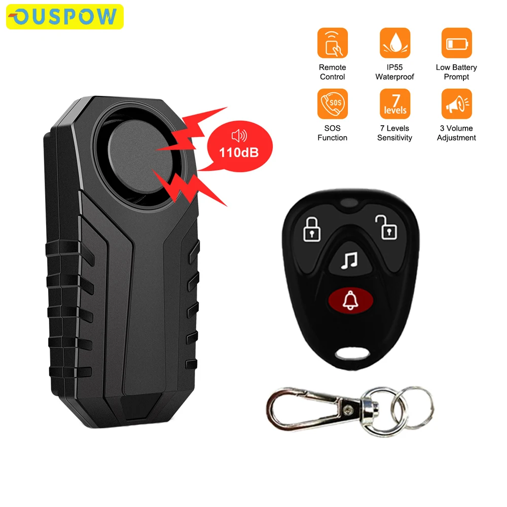 Ouspow Waterproof Motorcycle Alarm 113dB Remote Control Wireless Anti Lost Warning Alarm Sensor Bike Alarm Security Protection