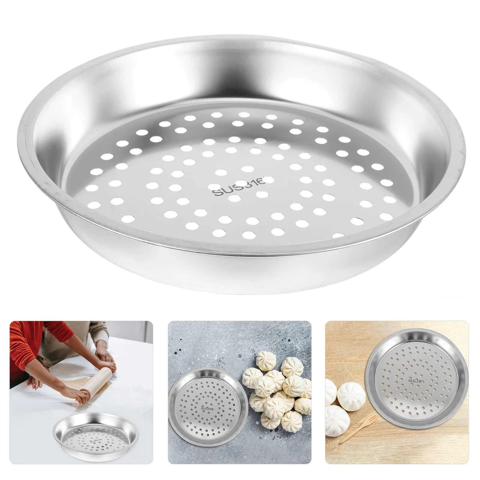 

Steamer Egg Steaming Rack Dumpling Tray Basket Stainless Steel Dim Sum Plate Crab Pot with Stand for Cooking Vegetable