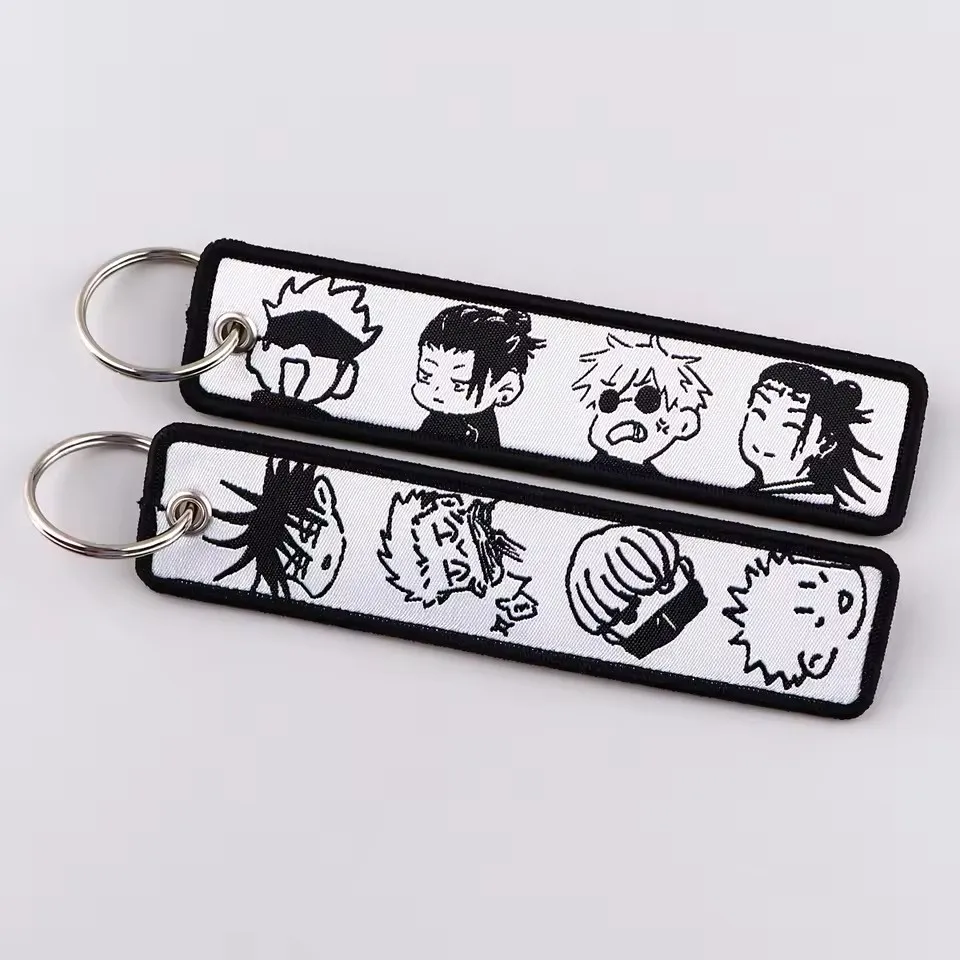 Geto Suguru Key Tag Japanese Anime Embroidery Key Fobs Keychains for Car Motorcycles Fashion Jewelry Keyring Accessories Gifts