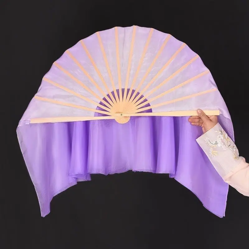 Real Silk Dance Fan Chinese Dance Double-sided Long Silk Fan Square Dancing Group Performance Dance