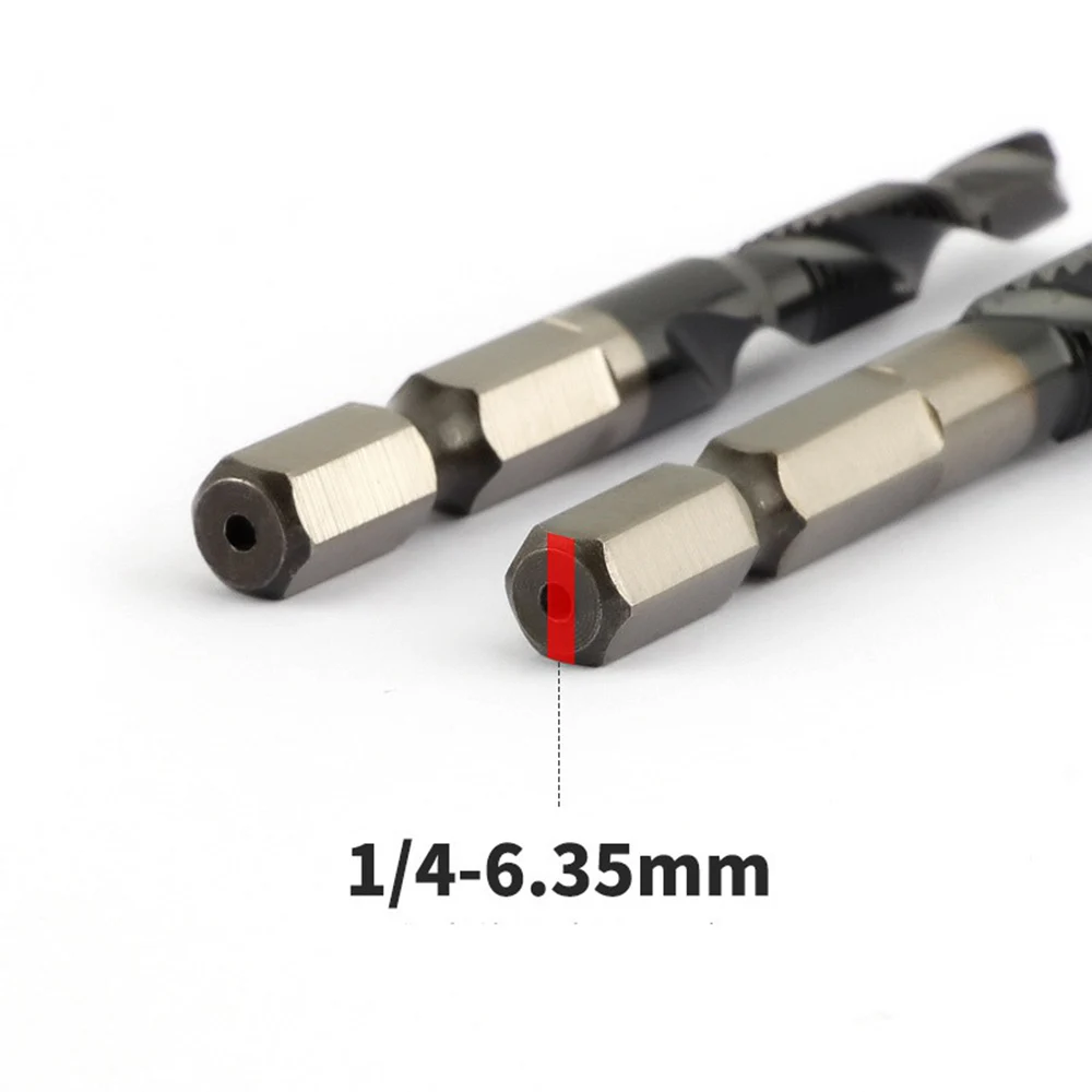 STONEGO M35 TiAlN Coated Drill Tap Countersink Bit with Hex Shank, HSS-Co Metric Taps M3 M4 M5 M6 M8 M10