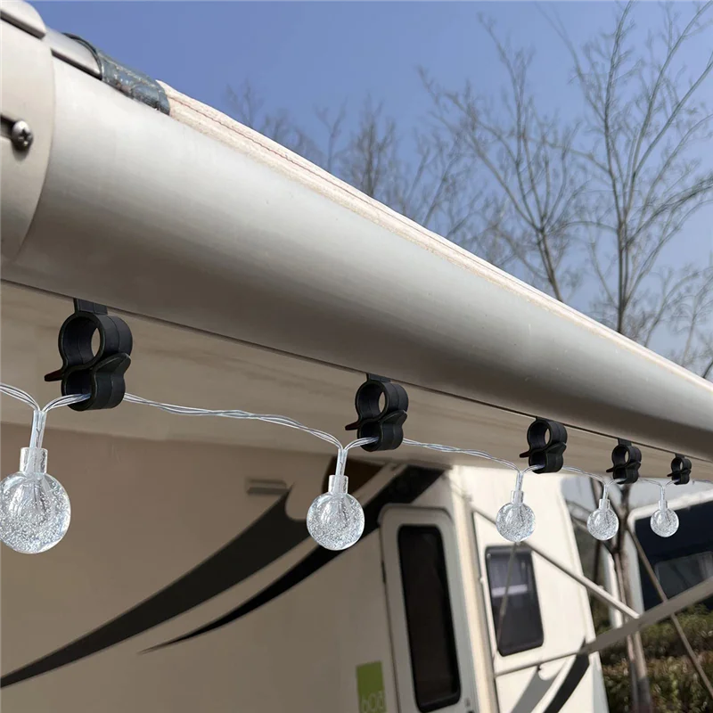 20Pcs Camping RV Awning Hook Clips Light Rope Clamp RV Traveling Tent Clip Light Hanger Awning Lights Decor