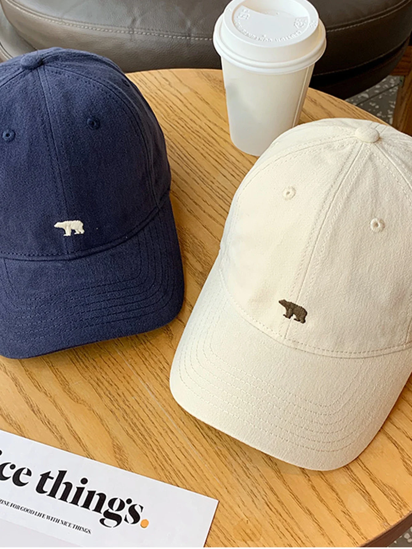 1 unisex brushed thick Snowflake velvet bear animal embroidered fashionable baseball cap