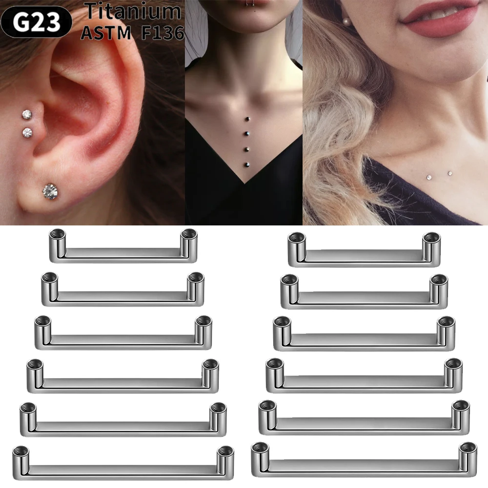 1PC 14G/16G Grade 23 Titanium Dermal Base Internally Threaded Replaceable Top Barbell Piercing Surface Piercings Body Jewelry