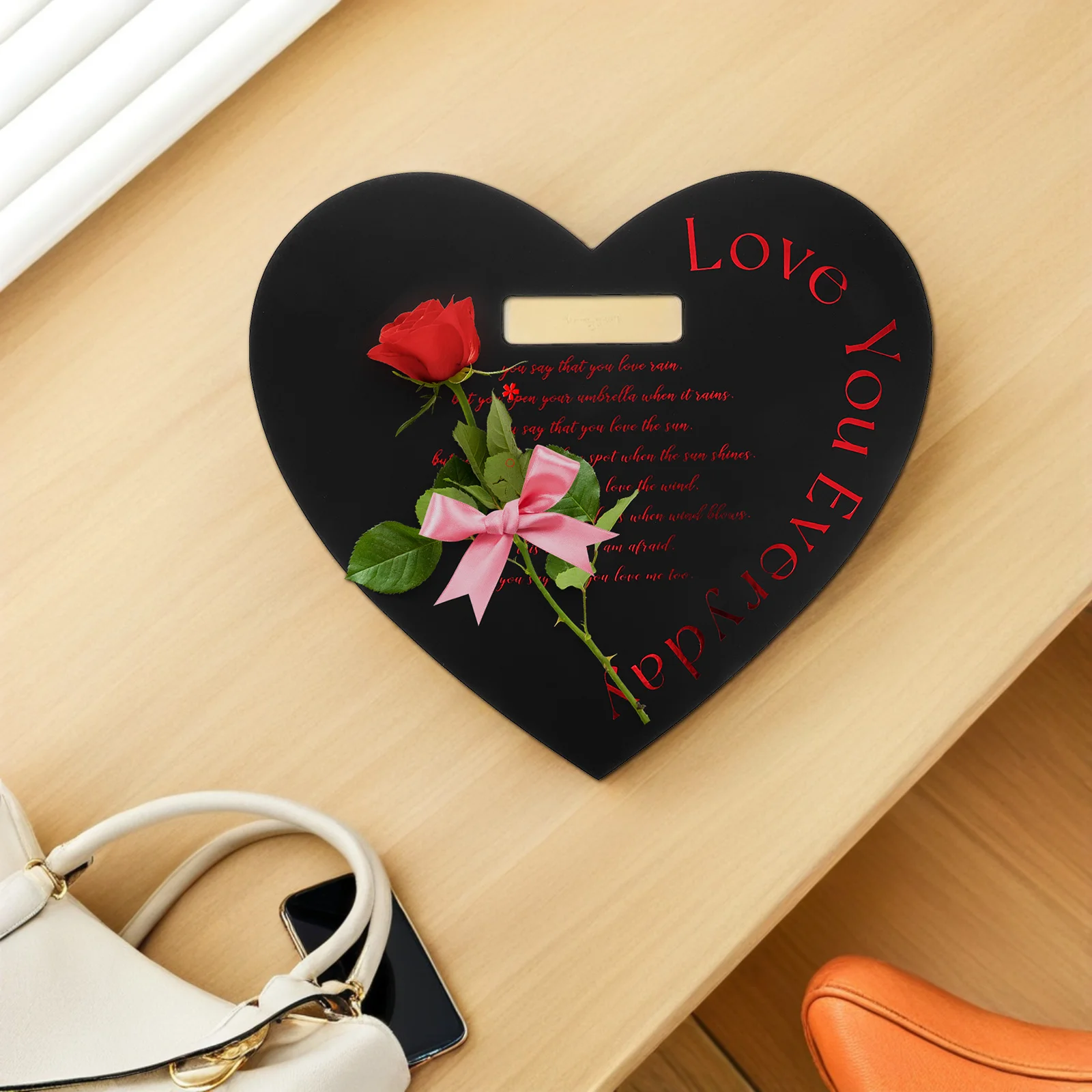 

20Pcs Single Rose Bouquet Packaging Handheld Heart Shaped Flower Tote Floral Box Valentine's Day Elegant Rose Bouquet Packaging