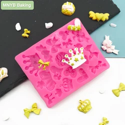 Cartoon Crown Bow Tie Silicone Cake Mold - Fondant Cupcake Jelly Candy Shaped Decorations Baking Mould for Kitchen