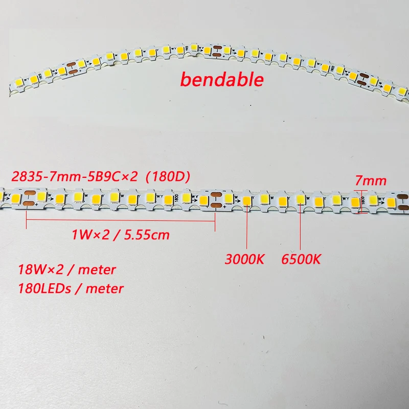 3 meters 7MM-180D 5B9CX2 2835 Bendable LED strip and 50-70W×2 LED Driver+Remote Control be used in chandeliers.