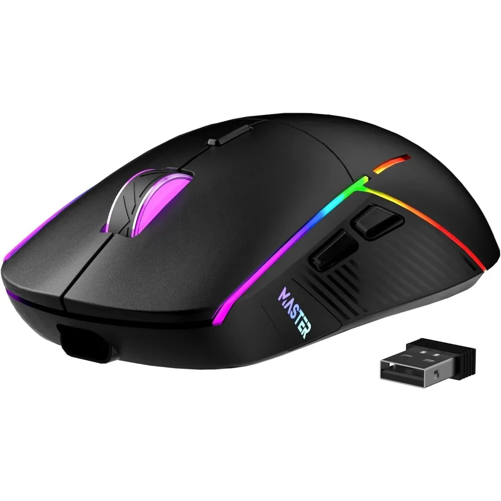 Wireless Gaming Mouse with 24000 DPI, Tri-Mode Connectivity, RGB Lighting, 75Hrs Battery Life, Rechargeable for PC and Mac