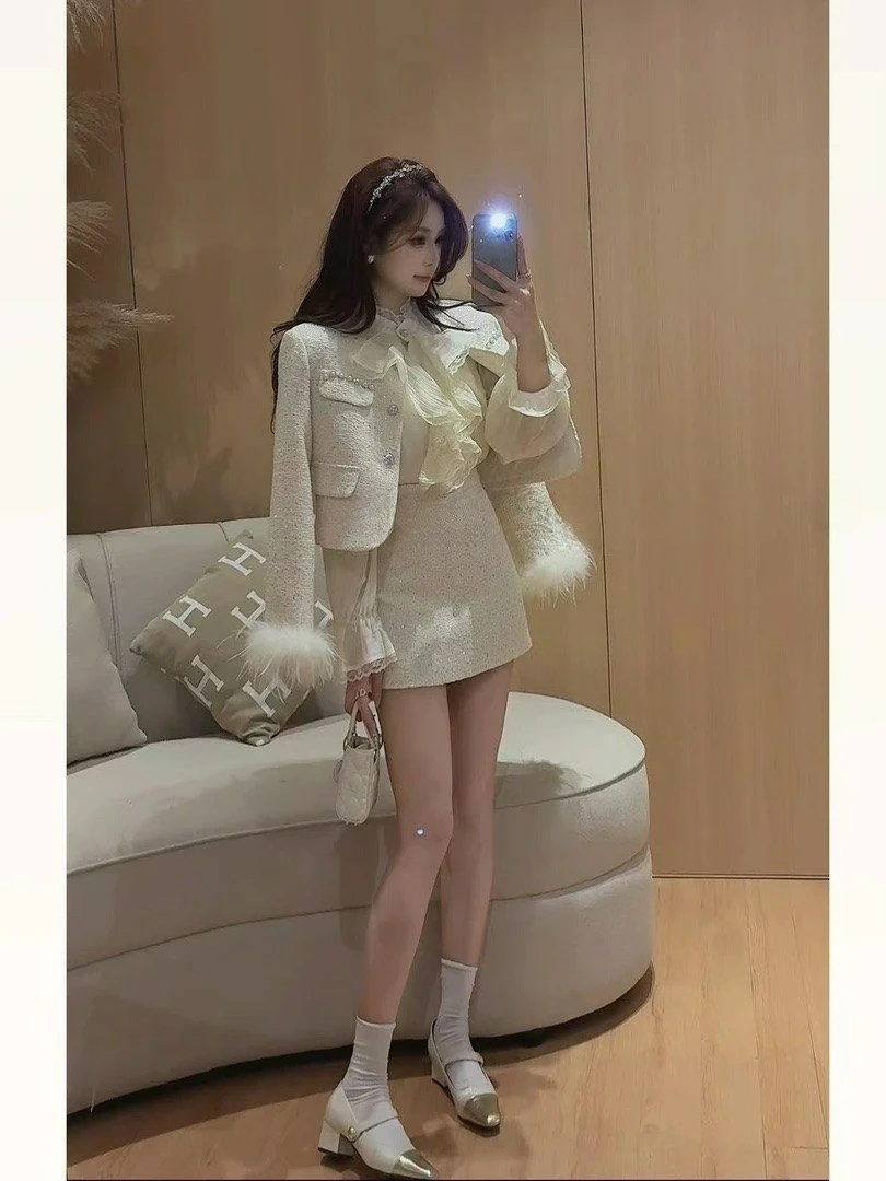 

Модный костюм Xiaoxiangfeng, юбка, женское весенне-осеннее новое высококачественное темпераментное короткое пальто, юбка, комплект из двух предметов